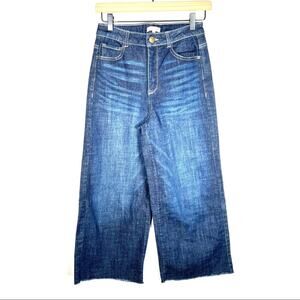 Gianni Bini dark wash high rise waist wide leg jeans w unfinished hem sz 3 B123